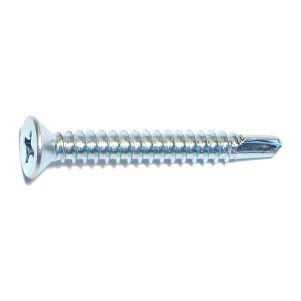 Midwest Fastener Self-Drilling Screw, #10 x 1-1/2 in, Zinc Plated Steel Flat Head Phillips Drive, 100 PK 09138 - main